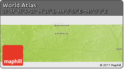 Physical Panoramic Map of the Area around 26° 30' 51" S, 144° 34' 29" E