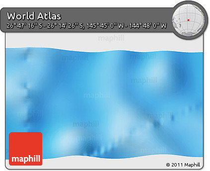Physical 3D Map of the Area around 26° 30' 51" S, 145° 16' 30" W