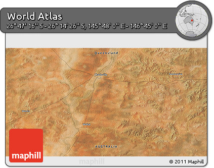 Satellite 3D Map of the Area around 26° 30' 51" S, 146° 16' 30" E