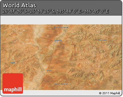 Satellite 3D Map of the Area around 26° 30' 51" S, 146° 16' 30" E