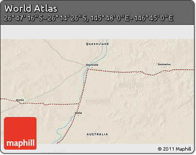 Shaded Relief 3D Map of the Area around 26° 30' 51" S, 146° 16' 30" E