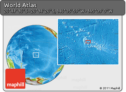 Physical Location Map of the Area around 26° 30' 51" S, 146° 7' 30" W