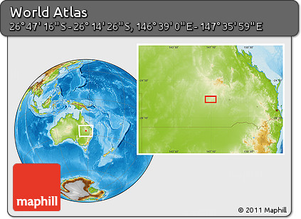 Physical Location Map of the Area around 26° 30' 51" S, 147° 7' 30" E