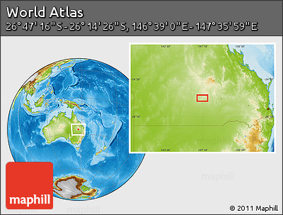Physical Location Map of the Area around 26° 30' 51" S, 147° 7' 30" E