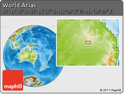 Physical Location Map of the Area around 26° 30' 51" S, 147° 7' 30" E