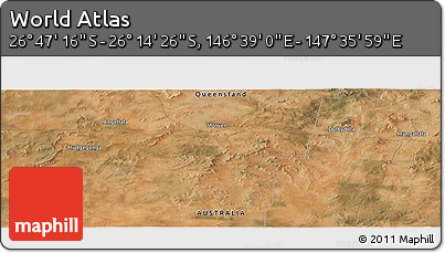 Satellite Panoramic Map of the Area around 26° 30' 51" S, 147° 7' 30" E