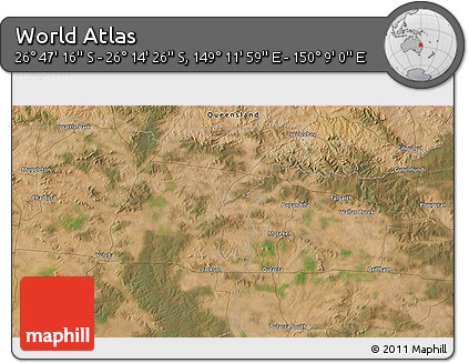 Satellite 3D Map of the Area around 26° 30' 51" S, 149° 40' 30" E
