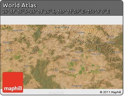 Satellite 3D Map of the Area around 26° 30' 51" S, 149° 40' 30" E