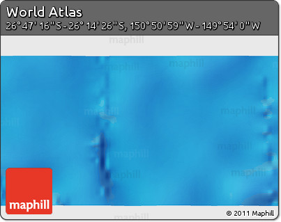 Shaded Relief 3D Map of the Area around 26° 30' 51" S, 150° 22' 30" W