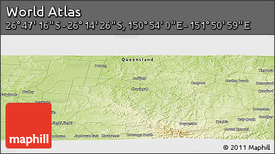 Physical Panoramic Map of the Area around 26° 30' 51" S, 151° 22' 30" E