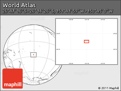 Blank Location Map of the Area around 26° 30' 51" S, 151° 13' 29" W