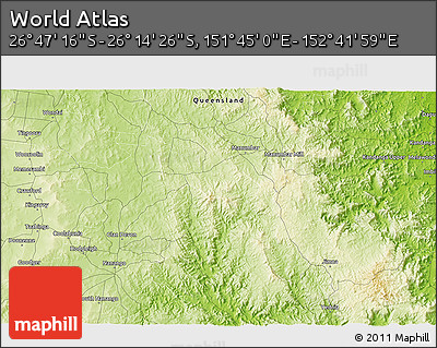 Physical 3D Map of the Area around 26° 30' 51" S, 152° 13' 29" E