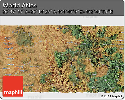 Satellite 3D Map of the Area around 26° 30' 51" S, 152° 13' 29" E