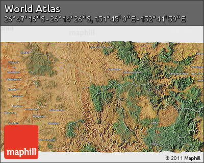 Satellite 3D Map of the Area around 26° 30' 51" S, 152° 13' 29" E