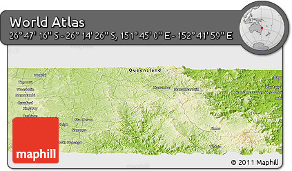 Physical Panoramic Map of the Area around 26° 30' 51" S, 152° 13' 29" E