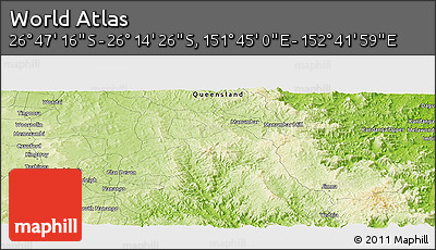Physical Panoramic Map of the Area around 26° 30' 51" S, 152° 13' 29" E