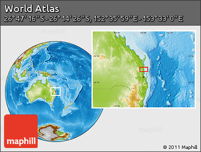 Physical Location Map of the Area around 26° 30' 51" S, 153° 4' 29" E