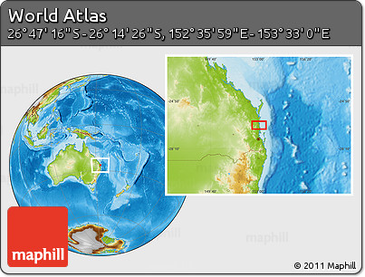 Physical Location Map of the Area around 26° 30' 51" S, 153° 4' 29" E