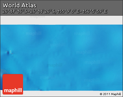 Shaded Relief 3D Map of the Area around 26° 30' 51" S, 155° 37' 30" E