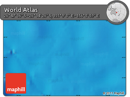 Physical Map of the Area around 26° 30' 51" S, 155° 37' 30" E