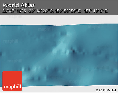 Satellite 3D Map of the Area around 26° 30' 51" S, 157° 19' 29" E