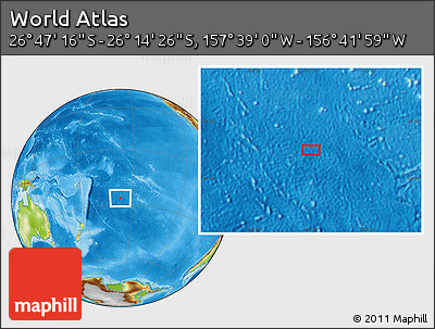 Physical Location Map of the Area around 26° 30' 51" S, 157° 10' 30" W