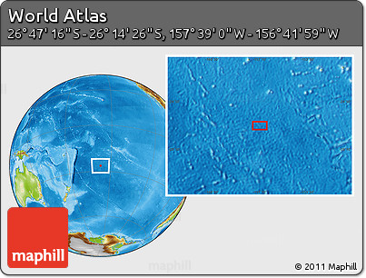 Physical Location Map of the Area around 26° 30' 51" S, 157° 10' 30" W