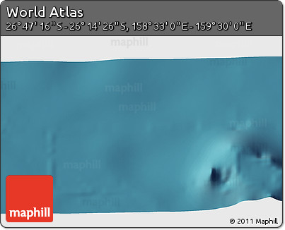 Satellite 3D Map of the Area around 26° 30' 51" S, 159° 1' 30" E