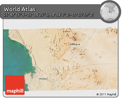 Satellite 3D Map of the Area around 26° 30' 51" S, 15° 22' 30" E