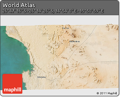 Satellite 3D Map of the Area around 26° 30' 51" S, 15° 22' 30" E