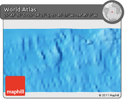 Physical 3D Map of the Area around 26° 30' 51" S, 15° 13' 29" W