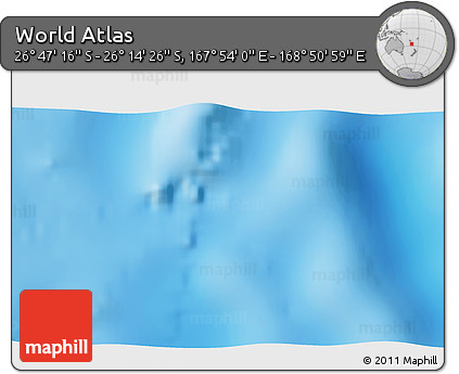 Physical 3D Map of the Area around 26° 30' 51" S, 168° 22' 30" E