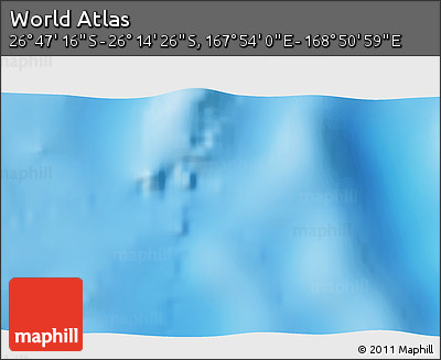 Physical 3D Map of the Area around 26° 30' 51" S, 168° 22' 30" E