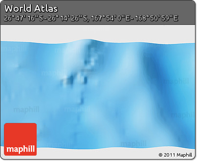 Physical 3D Map of the Area around 26° 30' 51" S, 168° 22' 30" E