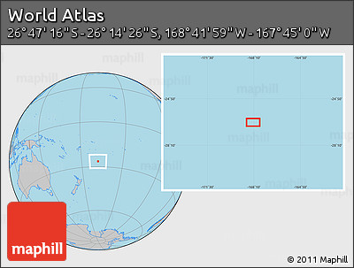 Gray Location Map of the Area around 26° 30' 51" S, 168° 13' 29" W