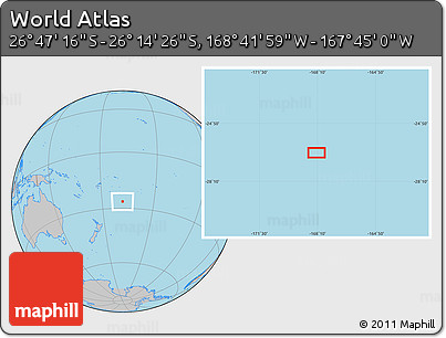 Gray Location Map of the Area around 26° 30' 51" S, 168° 13' 29" W