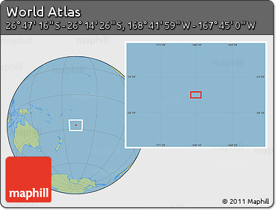 Savanna Style Location Map of the Area around 26° 30' 51" S, 168° 13' 29" W