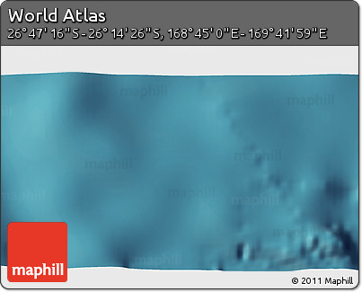 Satellite 3D Map of the Area around 26° 30' 51" S, 169° 13' 29" E
