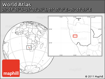 Blank Location Map of the Area around 26° 30' 51" S, 16° 13' 30" E