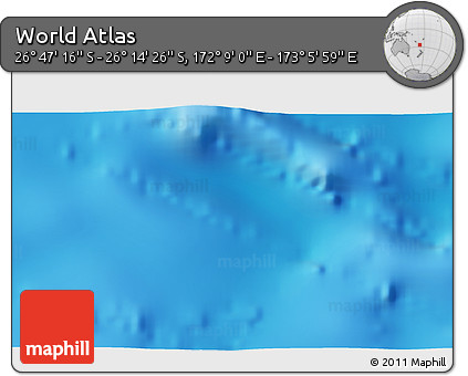 Physical 3D Map of the Area around 26° 30' 51" S, 172° 37' 30" E
