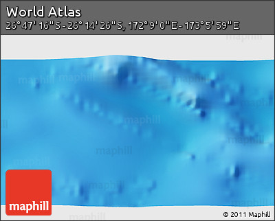 Physical 3D Map of the Area around 26° 30' 51" S, 172° 37' 30" E