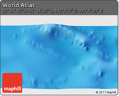Physical 3D Map of the Area around 26° 30' 51" S, 172° 37' 30" E