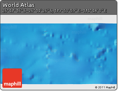Physical 3D Map of the Area around 26° 30' 51" S, 174° 19' 29" E