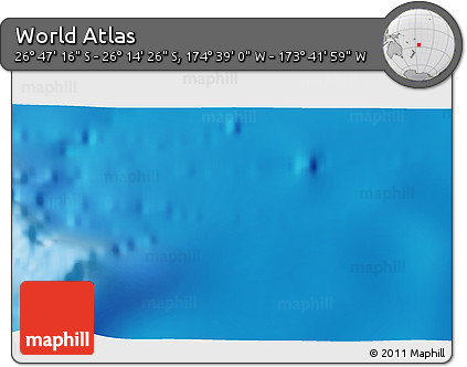 Shaded Relief 3D Map of the Area around 26° 30' 51" S, 174° 10' 30" W