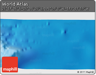 Shaded Relief 3D Map of the Area around 26° 30' 51" S, 174° 10' 30" W