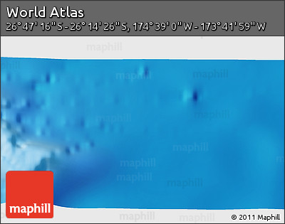 Shaded Relief 3D Map of the Area around 26° 30' 51" S, 174° 10' 30" W