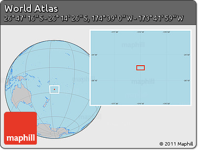 Gray Location Map of the Area around 26° 30' 51" S, 174° 10' 30" W