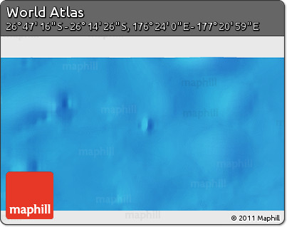 Physical 3D Map of the Area around 26° 30' 51" S, 176° 52' 30" E