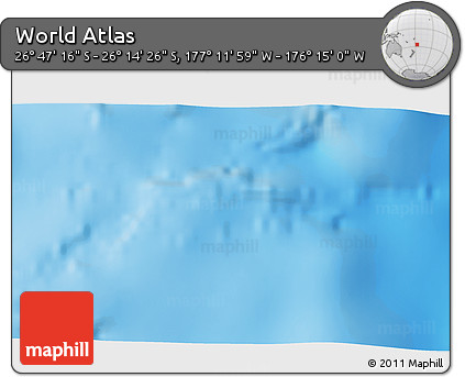 Physical 3D Map of the Area around 26° 30' 51" S, 176° 43' 29" W
