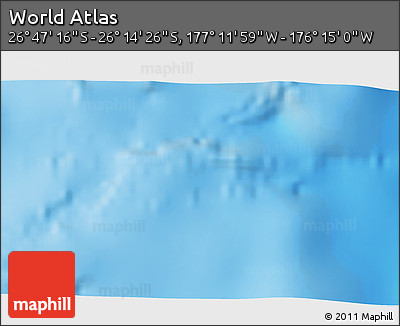 Physical 3D Map of the Area around 26° 30' 51" S, 176° 43' 29" W